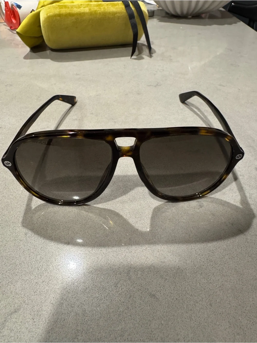 Gucci Tortoiseshell Aviator Sunglasses - Brown Lenses